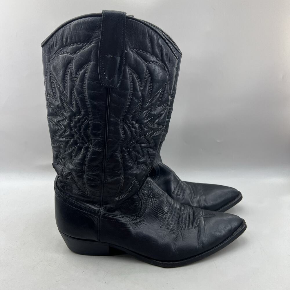 Bort Carleton Western Boots Women Size 8 B Black Leather Pointed Toe Shoes VTG